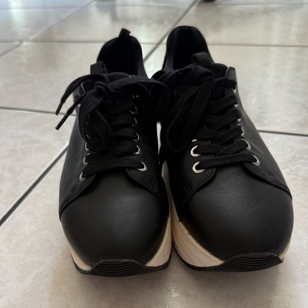 J slides leather platform sneakers